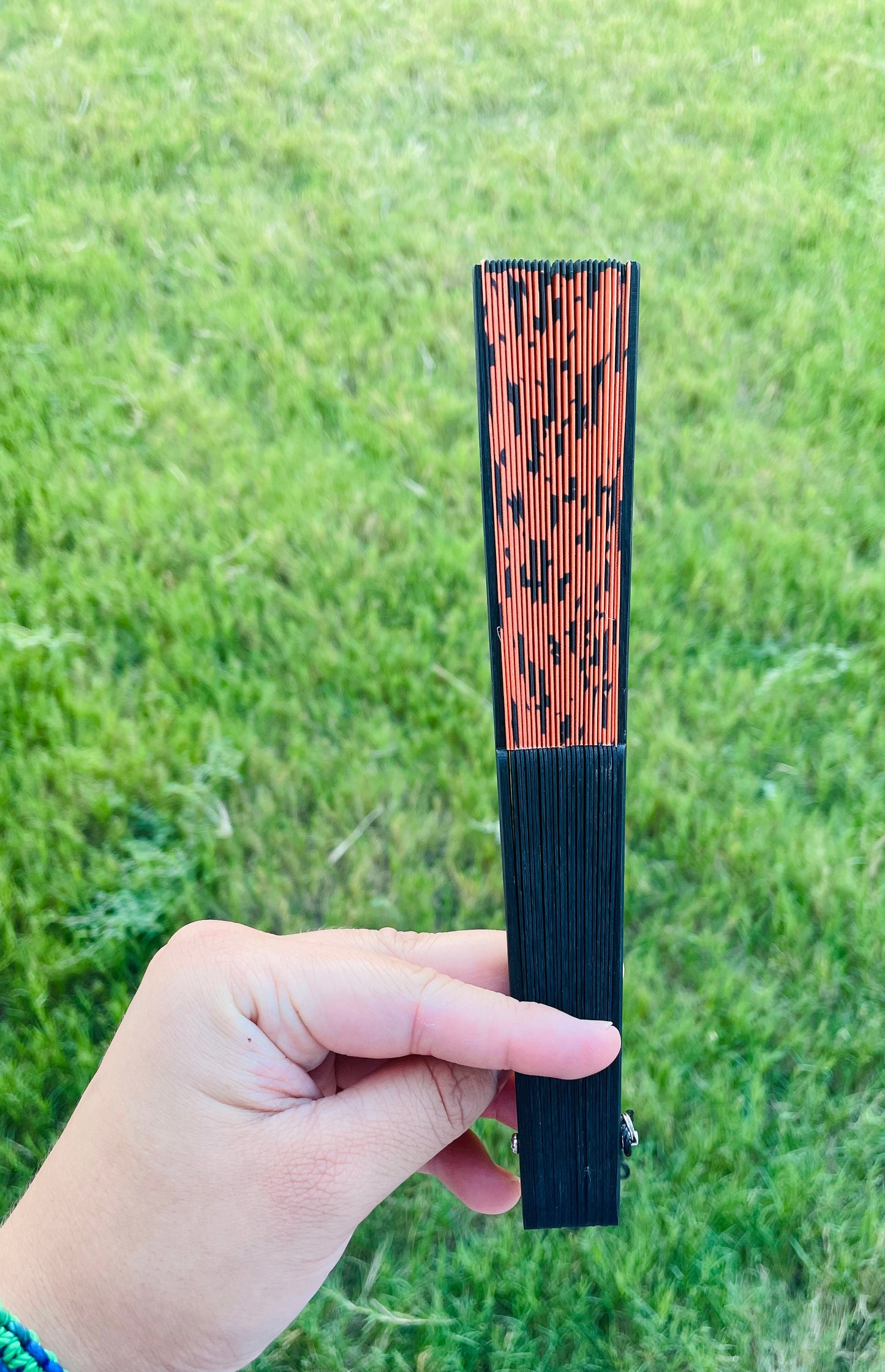 Texas Longhorn Inspired Black Bamboo Fan