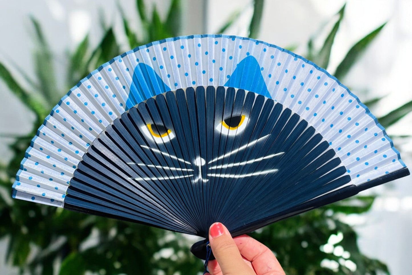 Blue Cat Fan - Japanese Festival Fan for Cat Lovers