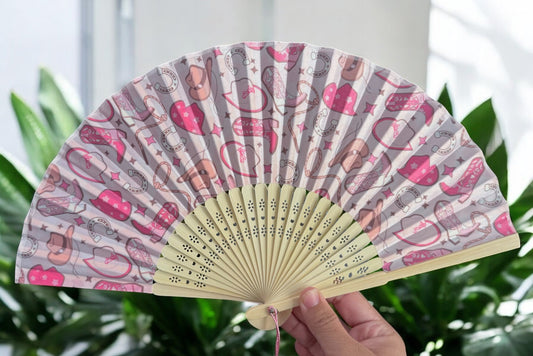 Pink Cowgirl Themed Fan - Cute Accessory