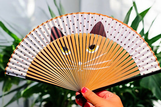 Brown Cat Fan - Japanese Festival Fan for Cat Lovers